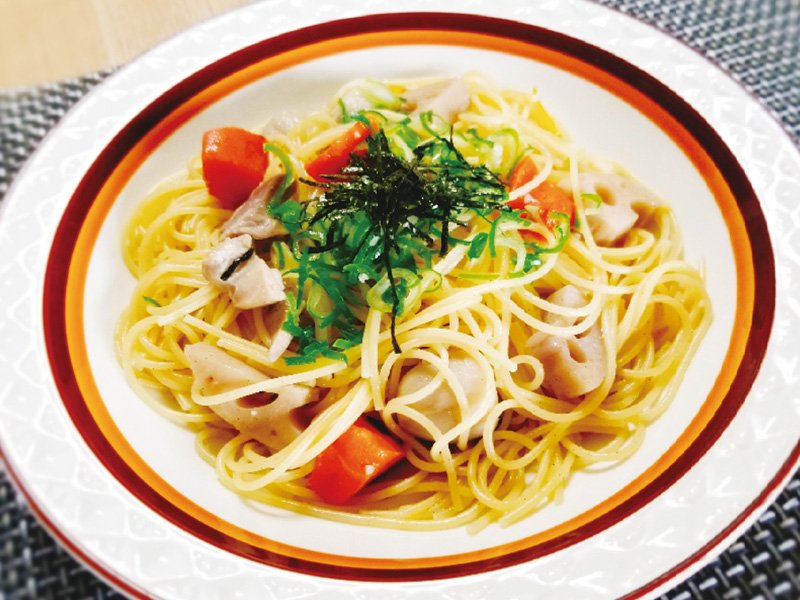 社食惣菜アレンジレシピ「根菜ペペロンチーノ」