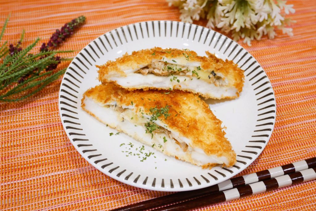 社食惣菜アレンジレシピ「さば味噌はさみ揚げ」