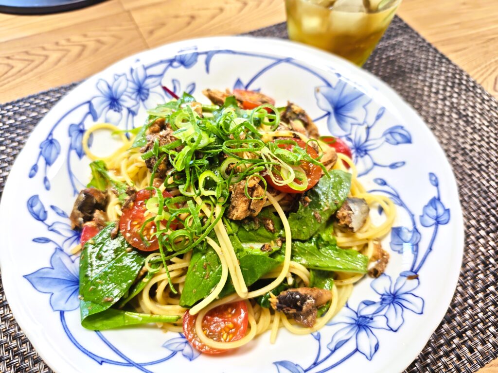 社食惣菜アレンジレシピ「いわしの和風冷製パスタ」